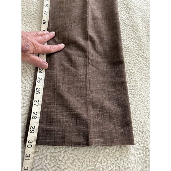 Dressbarn Trouser Pants Brown Textured Mid Rise Flared Leg Size 4 - Picture 10 of 12